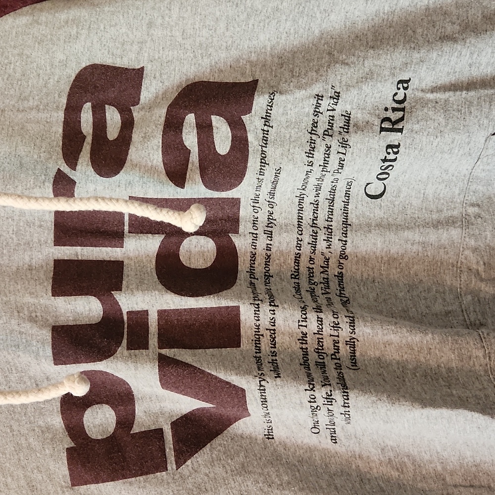 Pura Vida Gray Body Raglan Hoodie with Maroon Sleeves - Picture 2 of 5